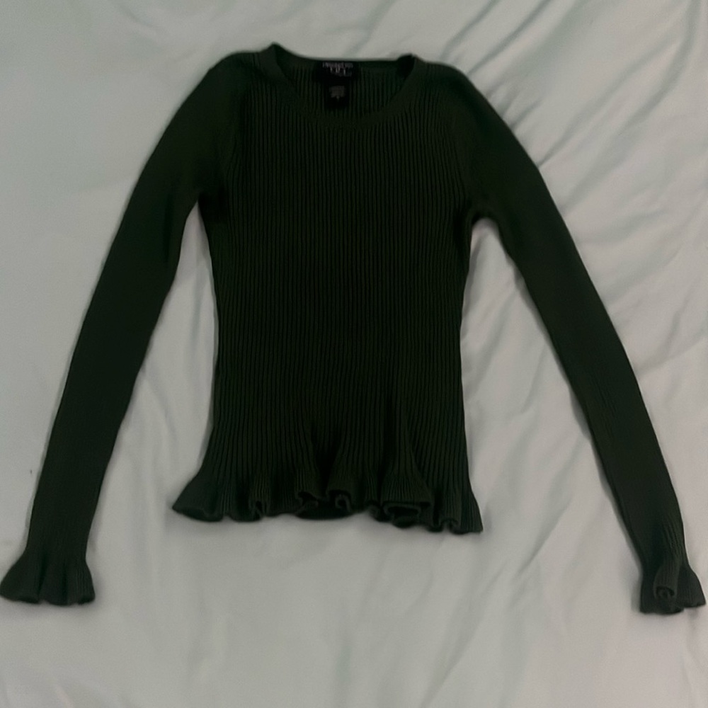 Amber green ribbed long sleeve shirt